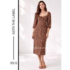 MSRP: $128 ✨ ASTR the Label Floral Cinched Bodice Lace-Up Back Dress Size SX-S✨